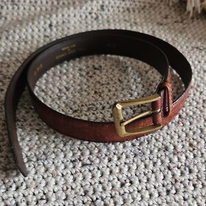 Brown Leather Belt with Gold Buckle